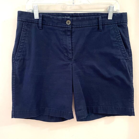 TALBOTS Girlfriend Chino Short Size 6 X 6.5" Navy Blue Stretch Preppy Heritage - Picture 1 of 10